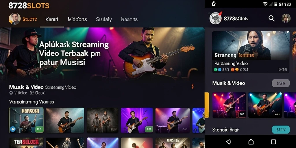 Antarmuka aplikasi 8728SLOTS yang menawan untuk pengalaman Streaming Video.