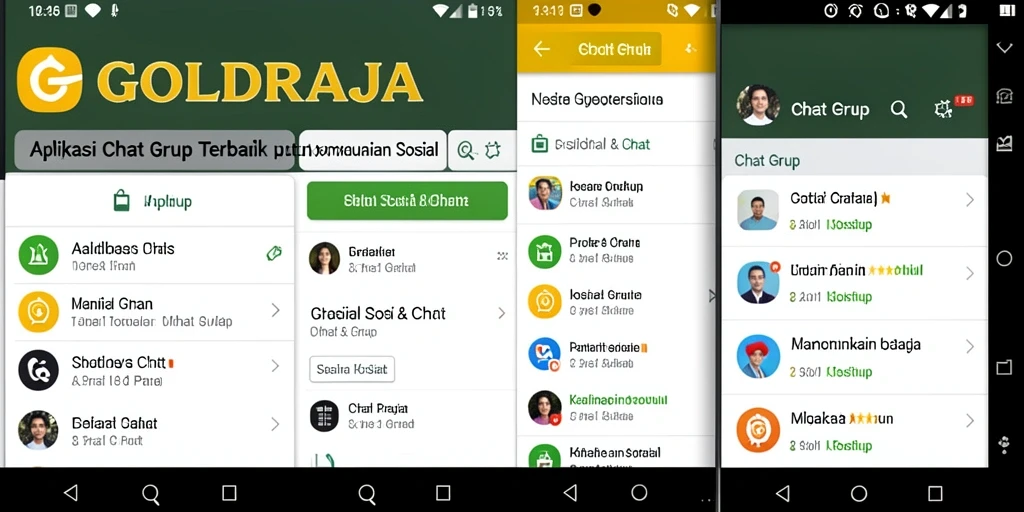Antarmuka GOLDRAJA yang user-friendly untuk chat grup.