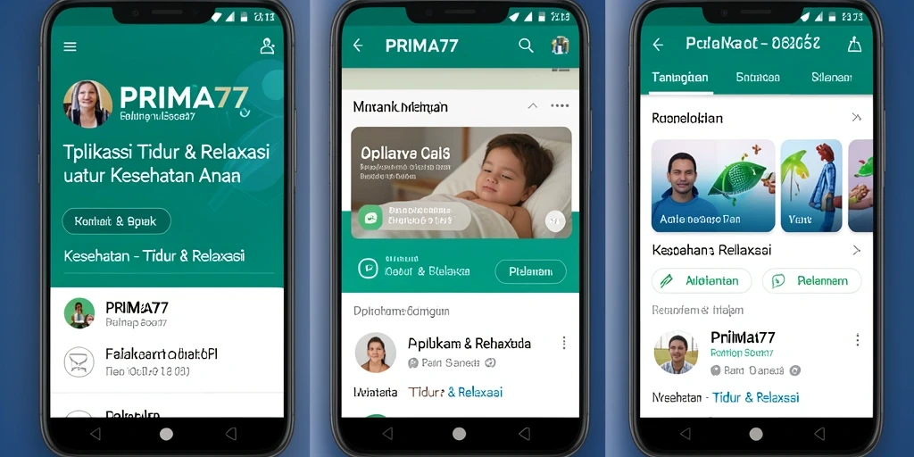 Screenshot aplikasi PRIMA77 menampilkan antarmuka Tidur & Relaksasi yang menenangkan.