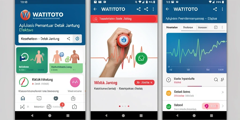 Antarmuka aplikasi WATITOTO yang menampilkan grafik detak jantung.